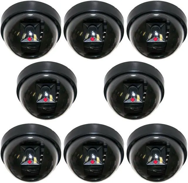 Main image of VideoSecu 8 Pack Fake Security Camera Dome Home Surveillance Dummy Camera with Flashing Blinking LED Light Simulated CCTV BFW