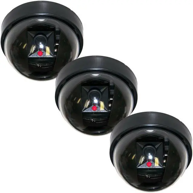 Main image of VideoSecu 3 Pack Dome Dummy Security Camera Home Surveillance Camera Fake with Flashing LED Light Simulated Indoor CCTV bkj