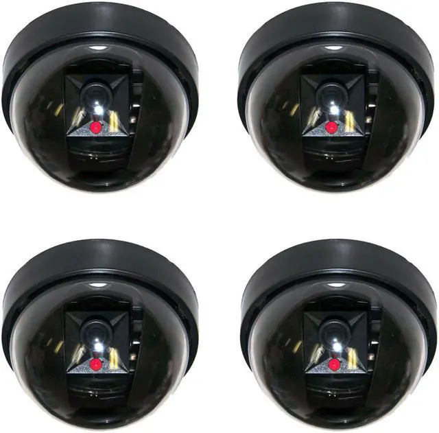 Main image of VideoSecu 4 Pack Dummy Dome Surveillance Camera Fake Infrared IR LED CCTV Imitation Simulated Indoor Home Security Camera with Blinking Flashing Light BFN