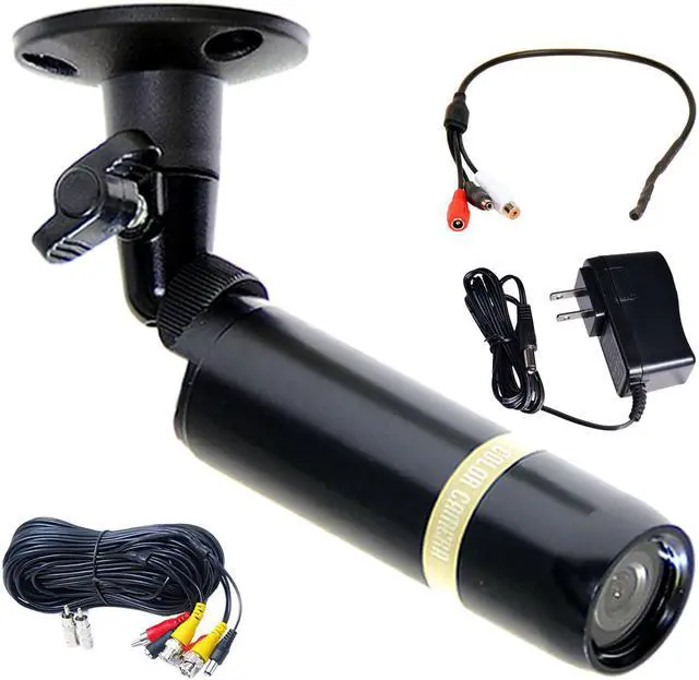 Main image of VideoSecu CCTV Bullet Indoor Outdoor Weatherproof Security Camera Built-in Sony CCD 3.6mm Wide View Angle Lens 480TVL with Power Supply, Cable and Audio Microphone for DVR Home Surveillance System CFB