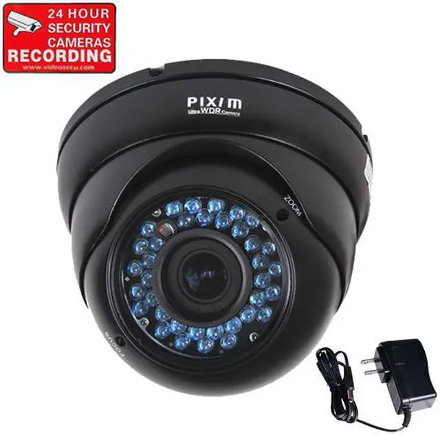 Main image of VideoSecu Outdoor Indoor Weatherproof Security Camera 1/3 inch Pixim DPS WDR 690 TV Line 36 LEDs IR Night Vision Varifocal 4 - 9mm Lens with Free Power Supply for CCTV Home Surveillance DVR System CAH