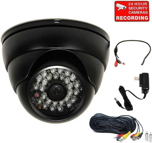 Main image of VideoSecu Outdoor Indoor Weatherproof Built-in 1/3'' Sony CCD Security Camera 3.6mm Wide Angle 480 TV Lines IR Day Night Vision with Power Supply, Cable and Audio Microphone BYO