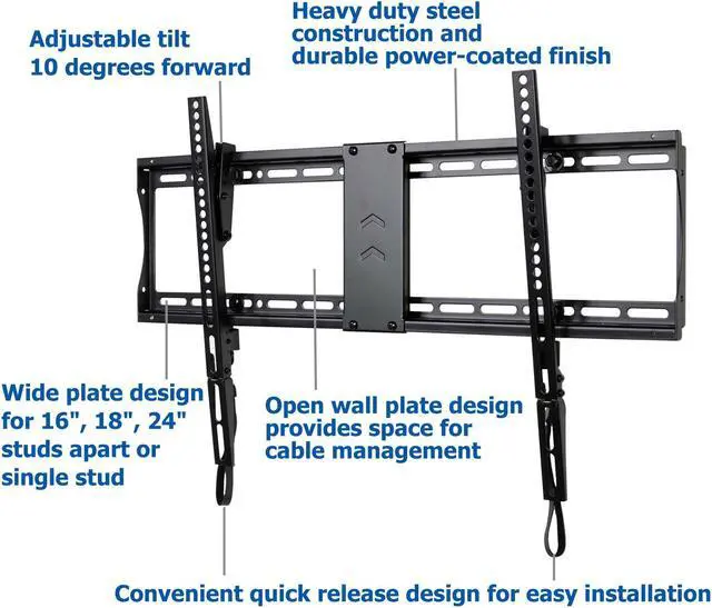 Alt view image 2 of 7 - VideoSecu Tilt TV Wall Mount for Most 32"-70" Sony, Vizio, LG, Sharp, Panasonic LCD LED Plasma 3D HDTV Flat Panel Screen 4K TV Bracket, with HDMI Cable bxm