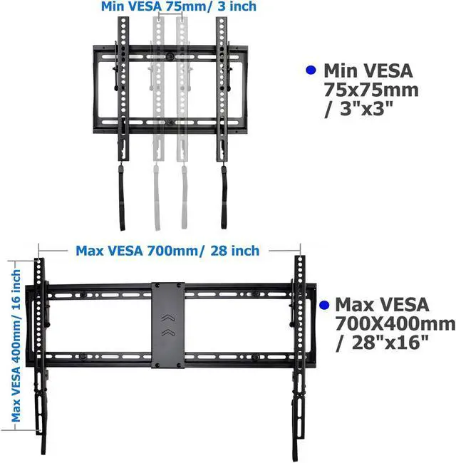 Alt view image 4 of 7 - VideoSecu Tilt TV Wall Mount for Most 32"-70" Sony, Vizio, LG, Sharp, Panasonic LCD LED Plasma 3D HDTV Flat Panel Screen 4K TV Bracket, with HDMI Cable bxm