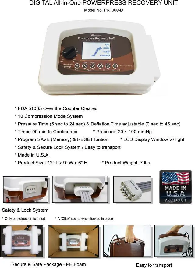 Alt view image 4 of 7 - POWERPRESS RECOVERY UNIT ALL IN ONE  COMPRESSION MASSAGER W/Full Leg Complete Set (X-Large)