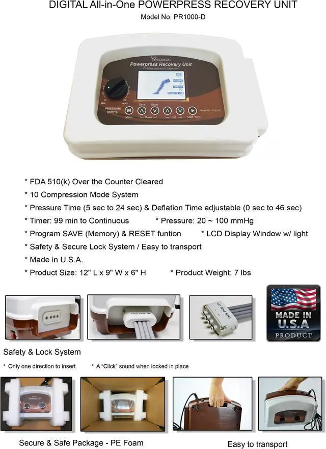Alt view image 5 of 7 - POWERPRESS RECOVERY UNIT ALL IN ONE COMPRESSION MASSAGER W/Half Leg Complete Set (Large)