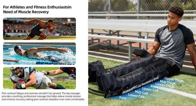 Alt view image 4 of 7 - Portable PowerPress Leg Massager with 8 Air Chambers XL Full Leg Pair