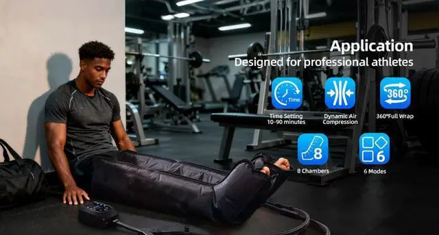Alt view image 5 of 7 - Portable PowerPress Leg Massager with 8 Air Chambers XL Full Leg Pair