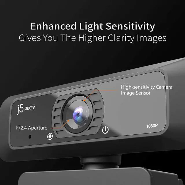 Alt view image 3 of 7 - j5create USB Streaming Webcam - 1080P HD with 360° Rotation, High Fidelity Microphone, Plug and Play for PC/Mac/Laptop/Desktop/Skype/YouTube/Zoom/Facetime, Suitable for Conferencing/Calling (JVCU100)