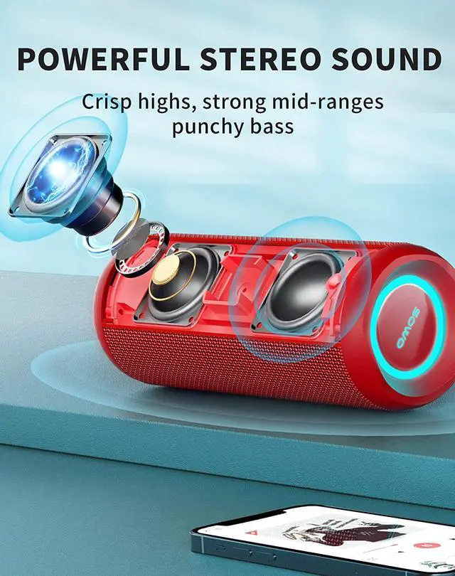 Alt view image 2 of 7 - SOWO Portable Bluetooth Speaker, Waterproof Speaker IPX7, 25W Loud Wirelss Speaker with Big Audio and Punchy Bass, Outdoor Bluetooth Speaker for Party, Beach, Travel, Girls Gifts
