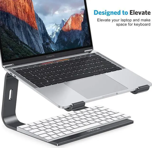 Alt view image 4 of 7 - Laptop Stand, Detachable Laptop Mount, Aluminum Laptop Holder Stand for Desk, Compatible with MacBook Air/Pro, Dell, HP, Lenovo and All Laptops (11-16 inch), Black