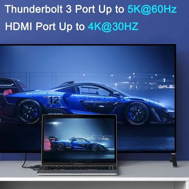 Alt view image 4 of 7 - USB C Multiport Adapter Hub Mac Dongle for MacBook Pro/Air with 4K HDMI Port Gigabit ethernet 2 USB TF/SD Card Reader USB-C 100W PD and Thunderbolt 3