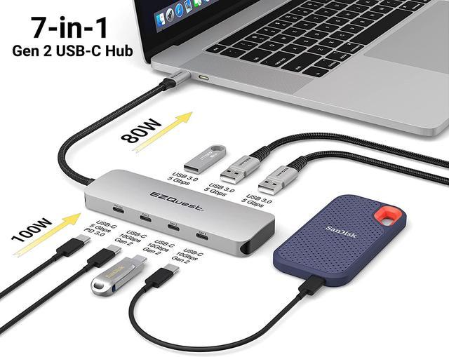 USB-C Gen 2 Hub Adapter 7-Ports - 3X USB-C 10Gbs Gen 2, 3X USB
