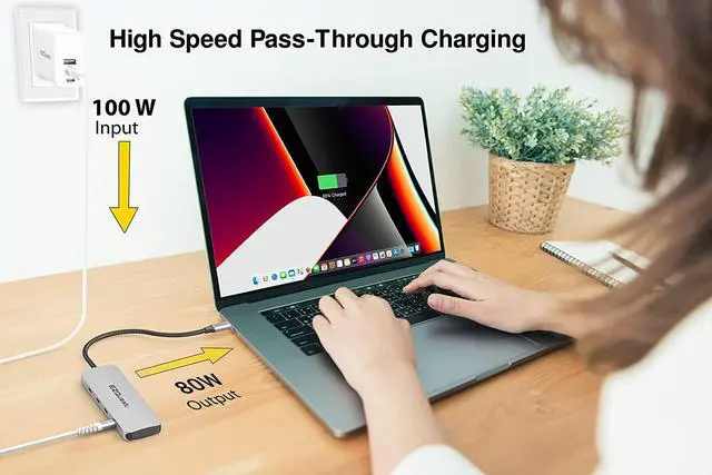 Alt view image 4 of 7 - EZQuest USB C Hub - 7 in 1 USB C Splitter 10Gbps Ultra-Fast with 3X Gen 2 USB-C Hub Ports 10Gbps, 3X USB 3.0 Ports 5Gbps, 1X USB-C 3.0 Power Delivery 5Gbps Data  MacBooks, Dell & More Type C Devices