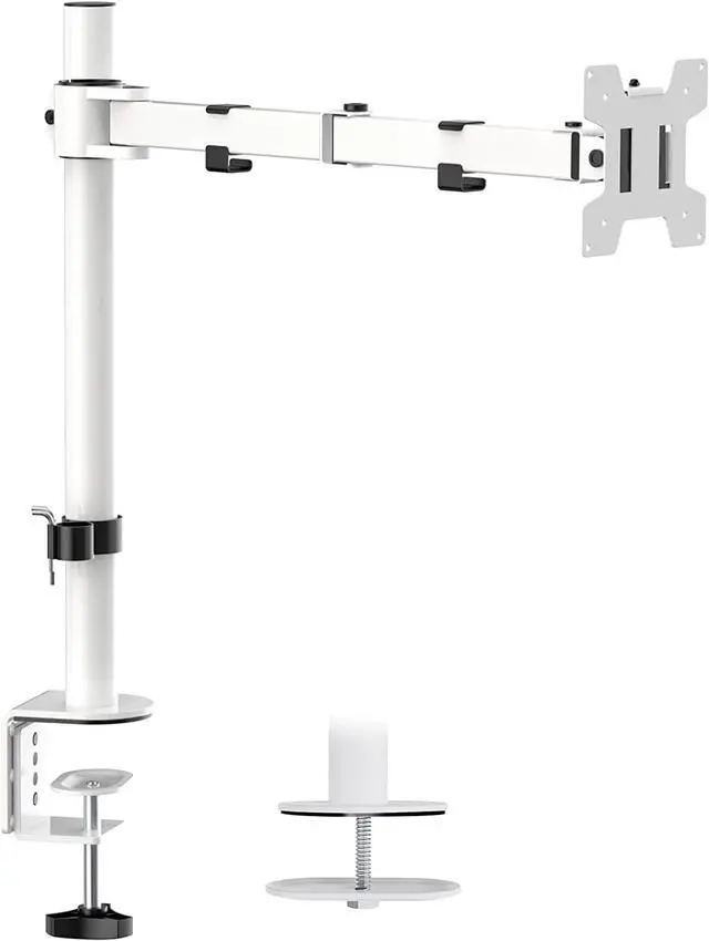 Main image of WALI Monitor Arm Mount for Desk, Single Computer Desk Mount, Monitor Bracket Mount Stand Single, up to 32 inch, 22 lbs (M001-W), White