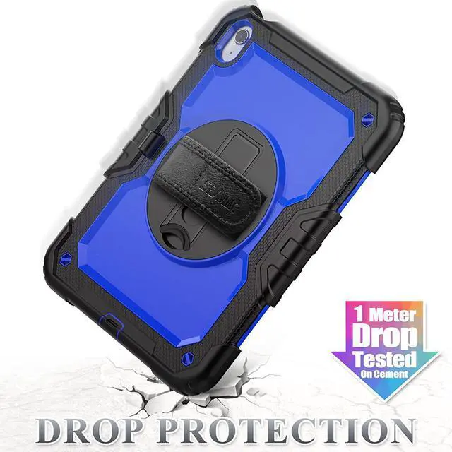 Alt view image 6 of 7 - Pad 10th Generation Case with Screen Protector, Full-Body Protection, 360 Rotate Hand Strap, Blue+Black