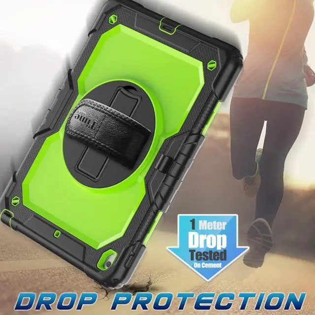 Alt view image 7 of 7 - iPad 9th/ 8th/ 7th Generation Case (iPad 10.2 Case, iPad 9/8/ 7 Gen Case): with Strong Protection, Screen Protector, Hand Strap, Shoulder Strap, 360° Rotating Stand, Pencil Holder - Green