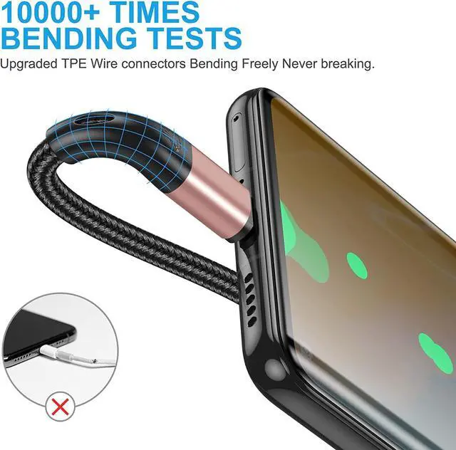 Alt view image 2 of 7 - USB Type C Cable Fast Charging,3pack 10ft Premium Nylon Braided 3A Rapid Charger Quick Cord,Type C to A Cable Compatible for Samsung Galaxy S21 S20 S10 S9 S8 Plus,Note 20 10 9 8, LG V50 V40 G8Pink