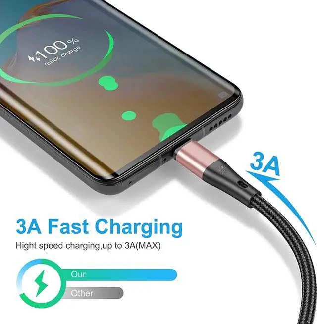 Alt view image 3 of 7 - USB Type C Cable Fast Charging,3pack 10ft Premium Nylon Braided 3A Rapid Charger Quick Cord,Type C to A Cable Compatible for Samsung Galaxy S21 S20 S10 S9 S8 Plus,Note 20 10 9 8, LG V50 V40 G8Pink