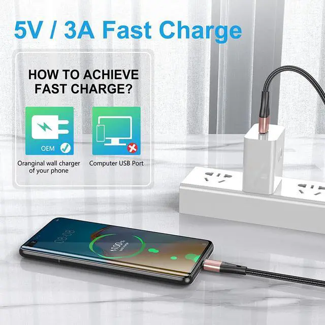 Alt view image 5 of 7 - USB Type C Cable Fast Charging,3pack 10ft Premium Nylon Braided 3A Rapid Charger Quick Cord,Type C to A Cable Compatible for Samsung Galaxy S21 S20 S10 S9 S8 Plus,Note 20 10 9 8, LG V50 V40 G8Pink