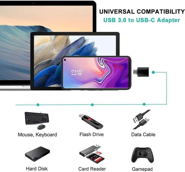 Alt view image 3 of 7 - USB C Adapters 4 Pack USB C to USB 3.0 OTG Adapter Micro USB to USB C Adapter Compatible with MacBook Pro  Galaxy Smartphones Laptop PC in Car and More