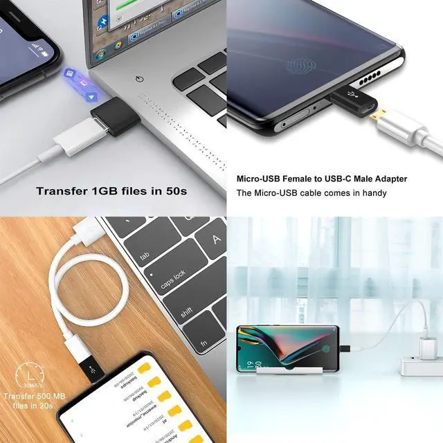 Alt view image 7 of 7 - USB C Adapters 4 Pack USB C to USB 3.0 OTG Adapter Micro USB to USB C Adapter Compatible with MacBook Pro  Galaxy Smartphones Laptop PC in Car and More