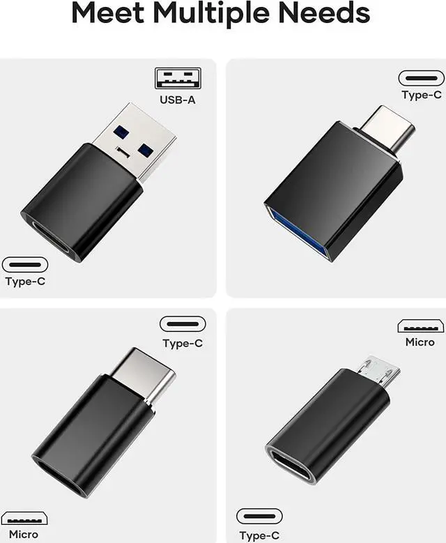 Alt view image 2 of 7 - USB C to USB Adapter (4 Pack) 3.1 USB C Female to USB Male Adapter USB C to Micro USB Adapter OTG Type C Charger Converter Compatible with iPhone PC Samsung iPad Laptop MacBook Google AirPods