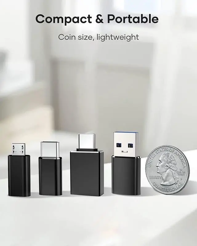 Alt view image 7 of 7 - USB C to USB Adapter (4 Pack) 3.1 USB C Female to USB Male Adapter USB C to Micro USB Adapter OTG Type C Charger Converter Compatible with iPhone PC Samsung iPad Laptop MacBook Google AirPods
