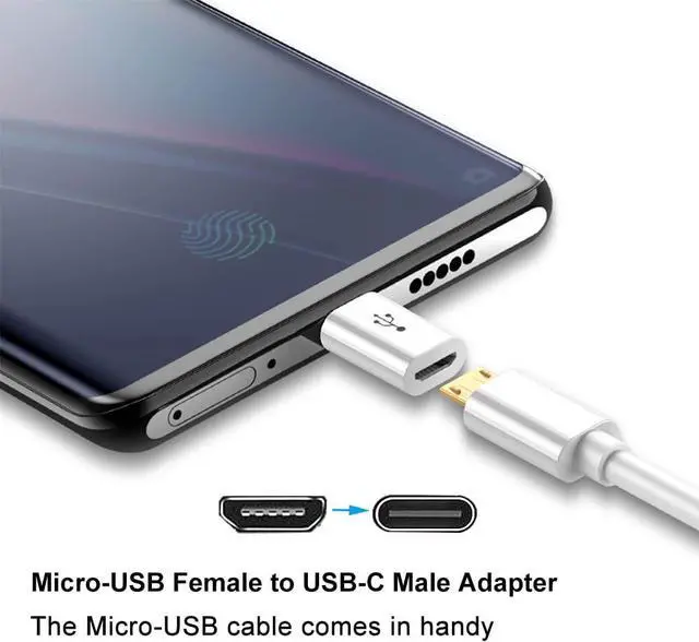 Alt view image 2 of 7 - Adapter Micro USB to USB C (4 Pack) Micro-USB Female to USB-C Male OTG Adapter Compatible with  Galaxy LG  Type-C Phones Tablets and More (2 Black and 2 White)