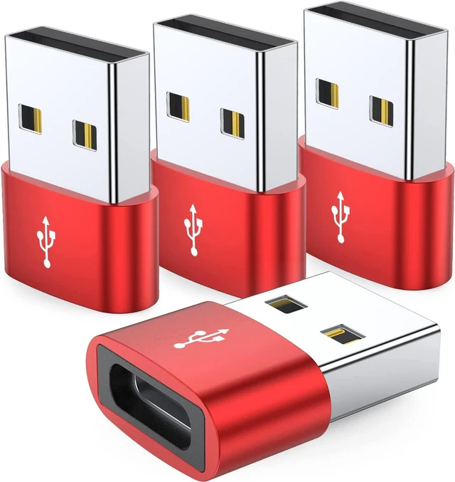 Main image of USB C Female to USB Male Adapter 4-Pack Type C to USB A Charger Adapter for iWatch Watch Series 7 SE iPhone 11 12 13 14 15 16 Pro Max Galaxy S24 S23 S22 Google Pixel 6 XL iPad Pro