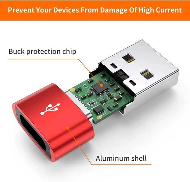 Alt view image 5 of 6 - USB C Female to USB Male Adapter 4-Pack Type C to USB A Charger Adapter for iWatch Watch Series 7 SE iPhone 11 12 13 14 15 16 Pro Max Galaxy S24 S23 S22 Google Pixel 6 XL iPad Pro