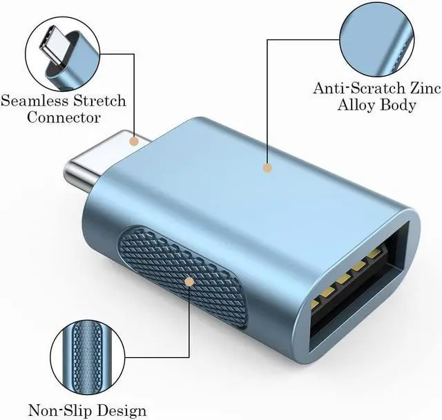 Alt view image 5 of 7 - 10Gbps USB C to USB 3.1 Adapter (4 Pack) Thunderbolt 4/3 to USB OTG Converter for iPhone 15 MacBook iPad iMac and More Type C Devices - Blue