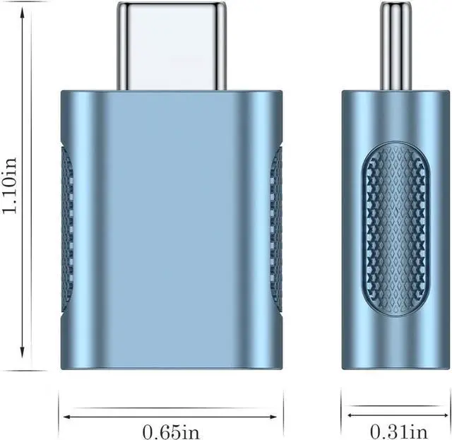 Alt view image 6 of 7 - 10Gbps USB C to USB 3.1 Adapter (4 Pack) Thunderbolt 4/3 to USB OTG Converter for iPhone 15 MacBook iPad iMac and More Type C Devices - Blue