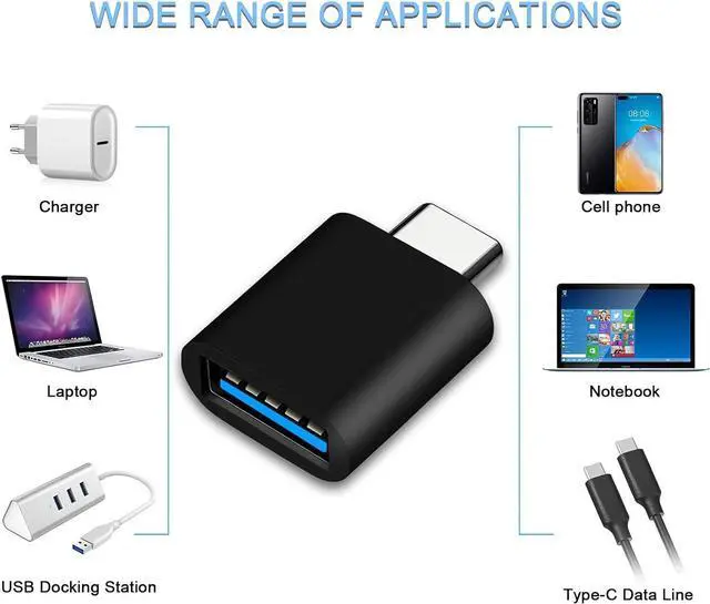 Alt view image 6 of 6 - USB C to USB Adapter Type C Thunderbolt 4 OTG Converter USB C Male to USB 3.0 Female Adapter(3 Pack) for  MacBook Pro Mac Book iPad  Galaxy S20-S23 and More(Black)