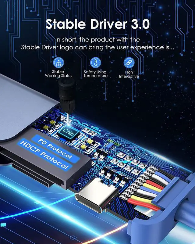 Alt view image 6 of 7 - LENTION USB C Hub with 100W Charging, 4K HDMI, Dual Card Reader, USB 3.0 & 2.0 Compatible 2023-2016 MacBook Pro, New Mac Air/Surface, Chromebook, More, Stable Driver Adapter (CB-CE18,Blue)