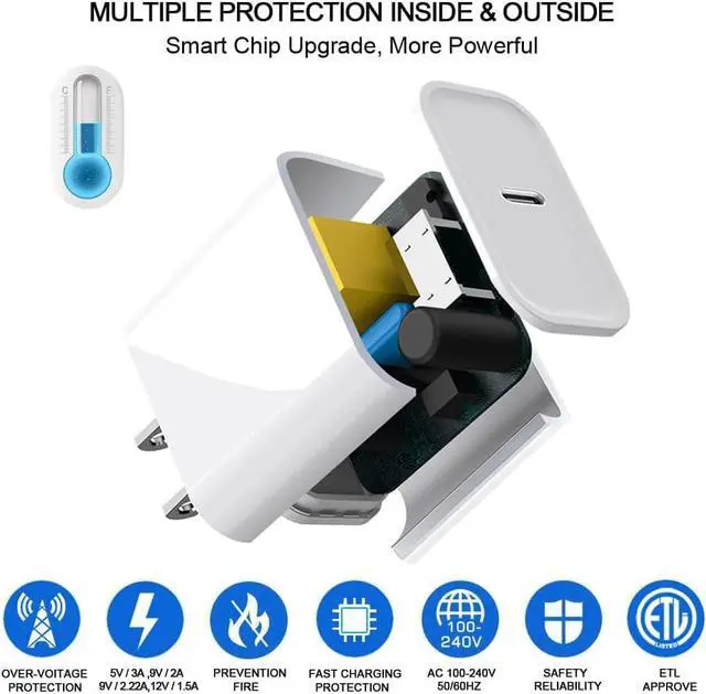 Alt view image 4 of 7 - for iPhone Fast Charger, 20W USB C PD Wall Charger Block Plug with[MFi Certified]6ft Type C to Lightning Cable Quick Charging Data Sync Cord for iPhone14 13 12 11 Pro Max Mini Xs Xr iPad Air