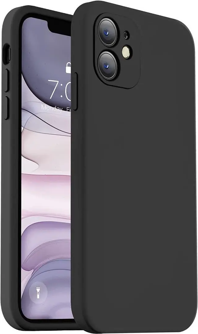 Main image of Compatible with iPhone 11 Case Upgraded Liquid Silicone with [Flat Edges] [Camera Protection] [Soft Anti-Scratch Microfiber Lining] Phone Case for iPhone 11 6.1 inch - Black