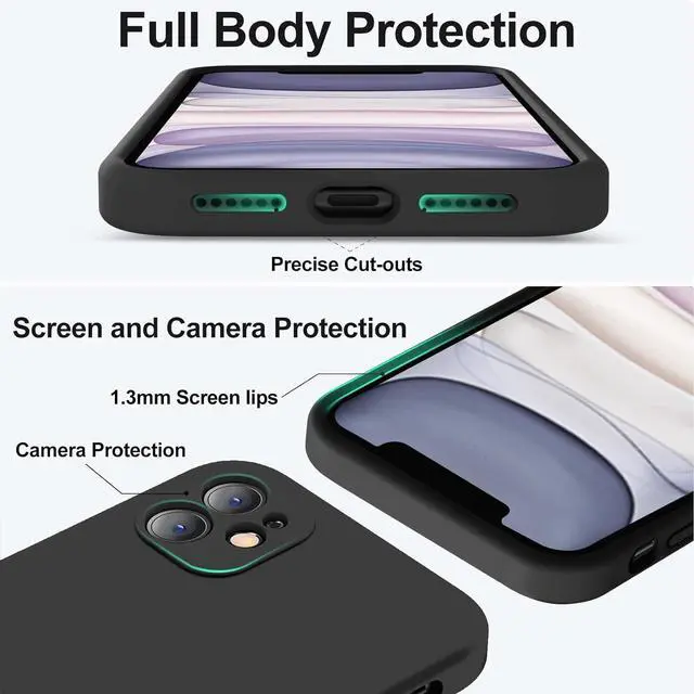 Alt view image 4 of 7 - Compatible with iPhone 11 Case Upgraded Liquid Silicone with [Flat Edges] [Camera Protection] [Soft Anti-Scratch Microfiber Lining] Phone Case for iPhone 11 6.1 inch - Black