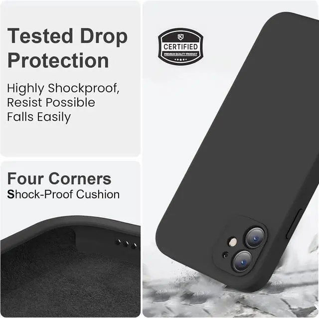 Alt view image 5 of 7 - Compatible with iPhone 11 Case Upgraded Liquid Silicone with [Flat Edges] [Camera Protection] [Soft Anti-Scratch Microfiber Lining] Phone Case for iPhone 11 6.1 inch - Black