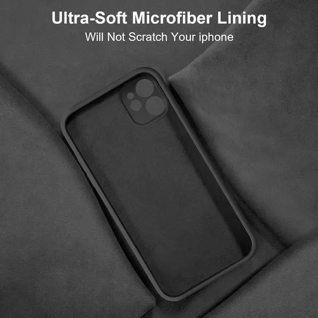 Alt view image 6 of 7 - Compatible with iPhone 11 Case Upgraded Liquid Silicone with [Flat Edges] [Camera Protection] [Soft Anti-Scratch Microfiber Lining] Phone Case for iPhone 11 6.1 inch - Black