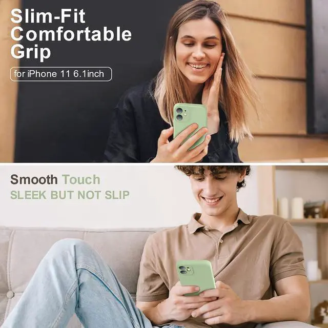 Alt view image 2 of 7 - Compatible with iPhone 11 Case, Upgraded Liquid Silicone with [Square Edges] [Camera Protection] [Soft Anti-Scratch Microfiber Lining] Phone Case for iPhone 11 6.1 inch - Matcha