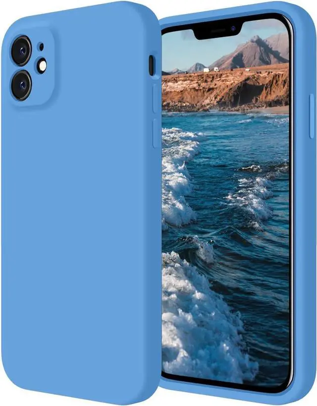 Main image of Cordking Designed for iPhone 11 Case, Silicone [Straight Edge] & [Camera Protecion] Upgraded Phone Case with Soft Anti-Scratch Microfiber Lining, 6.1 inch, Blue