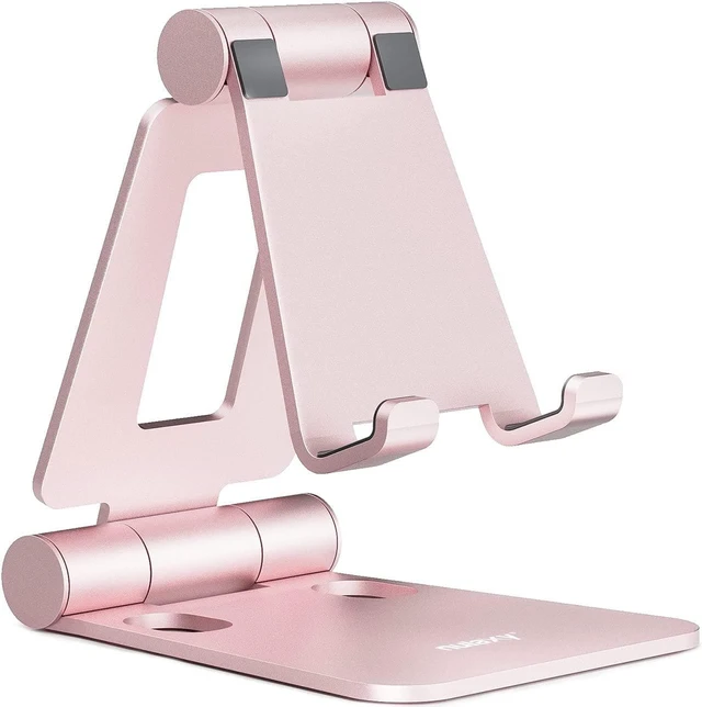 Main image of Full Aluminum Dual Folding Cell Phone Stand for Desk Rose Gold