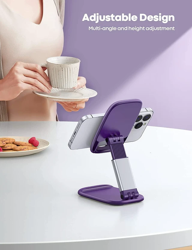 Alt view image 2 of 7 - Purple Phone Holder for Desk - Dark Purple Cellphone Stand