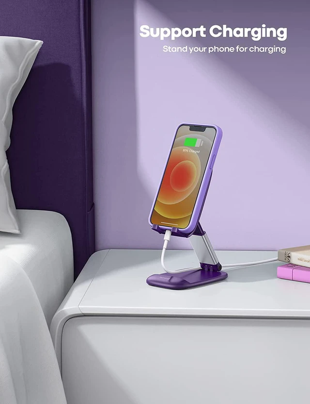 Alt view image 3 of 7 - Purple Phone Holder for Desk - Dark Purple Cellphone Stand