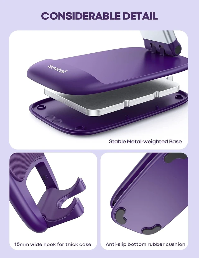Alt view image 6 of 7 - Purple Phone Holder for Desk - Dark Purple Cellphone Stand
