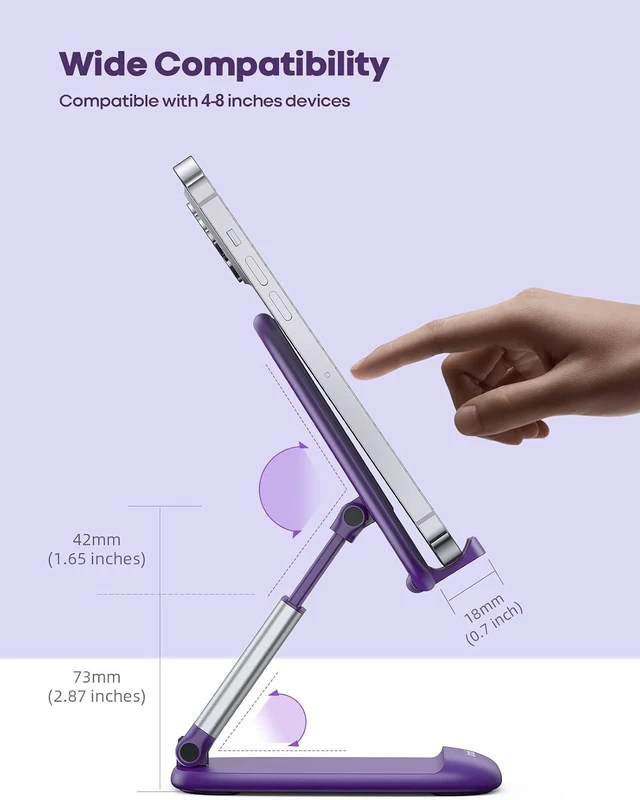 Alt view image 5 of 7 - Purple Phone Holder for Desk - Dark Purple Cellphone Stand