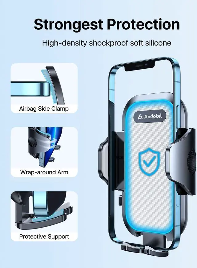 Alt view image 4 of 7 - andobil Car Phone Mount [Ultra Stable & Big Phones Friendly] Cell Phone Holders for Your Car Dashboard Windshield Vent Truck, Car Phone Holder Mount for iPhone 16 15 14 13 12 Pro Max Samsung S24 S23