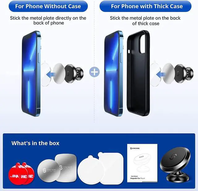 Alt view image 6 of 7 - Syncwire Magnetic Car Phone Holder for Dashboard, Cell Phone Car Kits, 360° Adjustable Magnet Cell Phone Mount Compatible with iPhone, Samsung, LG, GPS, Mini Tablet and More