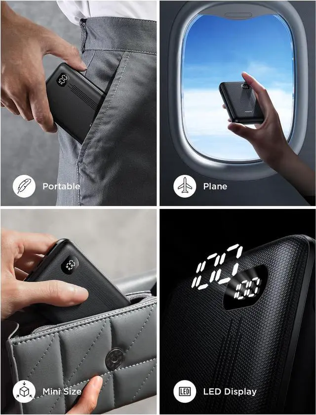 Alt view image 5 of 7 - AINOPE Small Portable Charger for iPhone, Mini 10000mAh Power Bank,20W PD Fast Mini Mobile Power Bank,Small Portable Charger Power Bank for iPhone 15/14/13/12/11/XR/8/7/6 etc,Samsung Galaxy Android